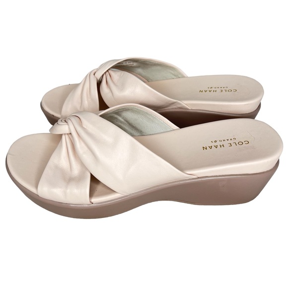 Cole Haan Grand.0S Blush Leather Platform Slip-on Sandals Mules 10.5B VG… - Picture 4 of 12